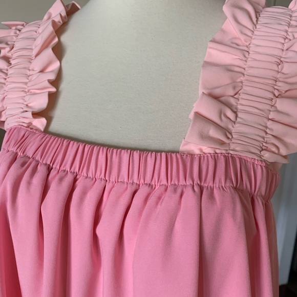 Entro Tiered Babydoll Mini Dress Size Small Red Pink - Picture 6 of 7